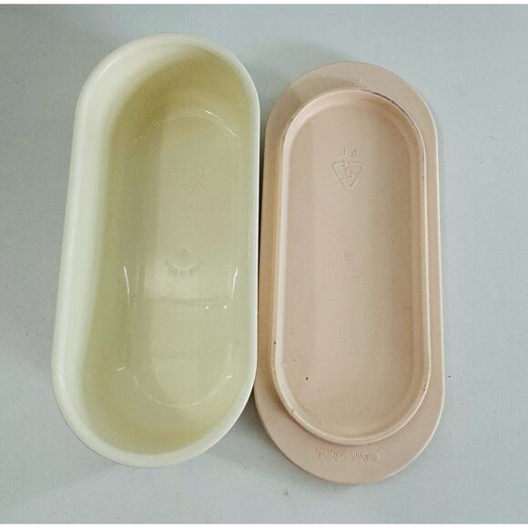 VTG Tupperware BUTTER DISH 2320A Rose Pink Base 2321A White Lid 1 Stick Holder - Picture 4 of 7